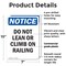 Signmission Do Not Lean Or Climb On Railing, 7 in W x Rectangle, Plastic OS-2PACK-NS-P-710-V-11293 - alternate 4